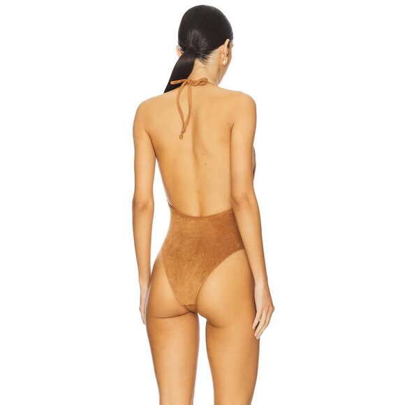 NWT Frankies Bikinis x Bella Hadid Barrel Suede One-Piece Swimsuit - Picture 2 of 4